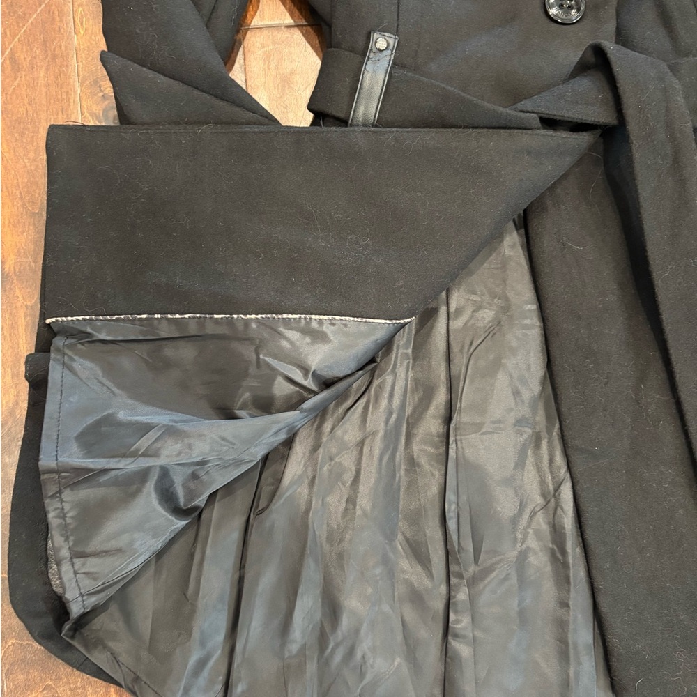 Steve Madden Juniors’ Black Belted Skirted Coat - Picture 7 of 16